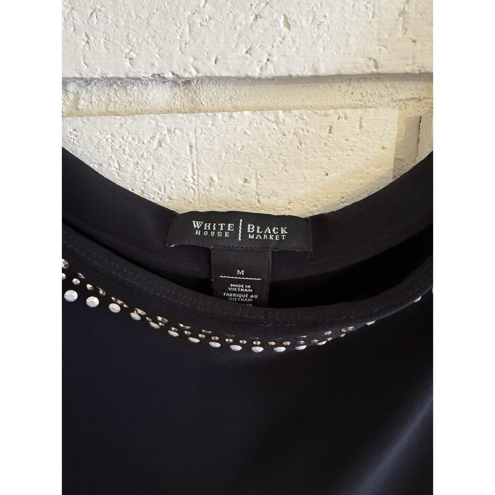 White House Black Market Black Dress Silver & Gold Beaded Size Medium - Picture 3 of 6